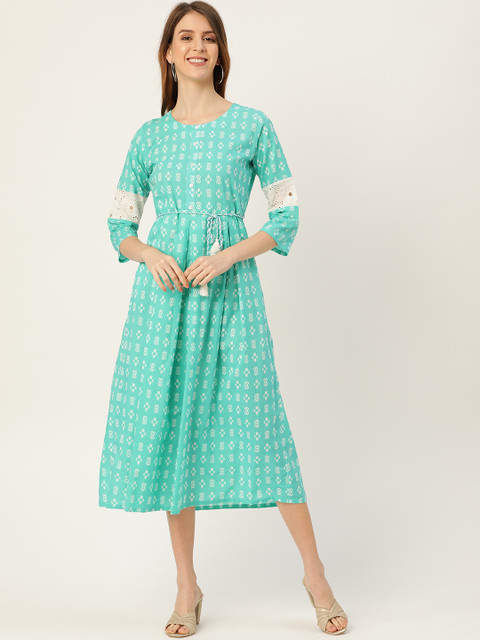 

Nayo Women Blue & White Printed Maxi Dress