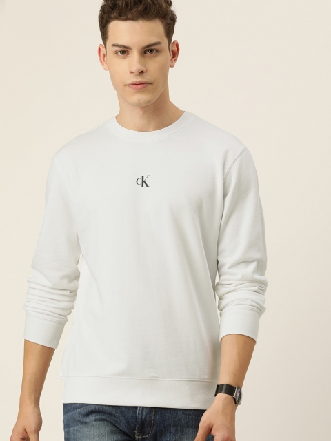 

Calvin Klein Jeans Men White Brand Logo Printed Pullover Sweatshirt