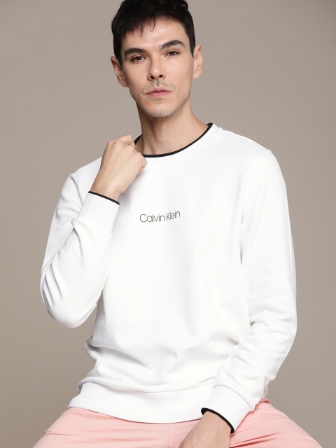 

Calvin Klein Jeans Men White Brand Logo Printed Sweatshirt