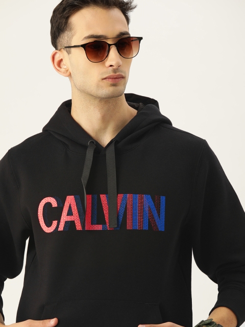 

Calvin Klein Jeans Men Black Printed Hooded Sweatshirt