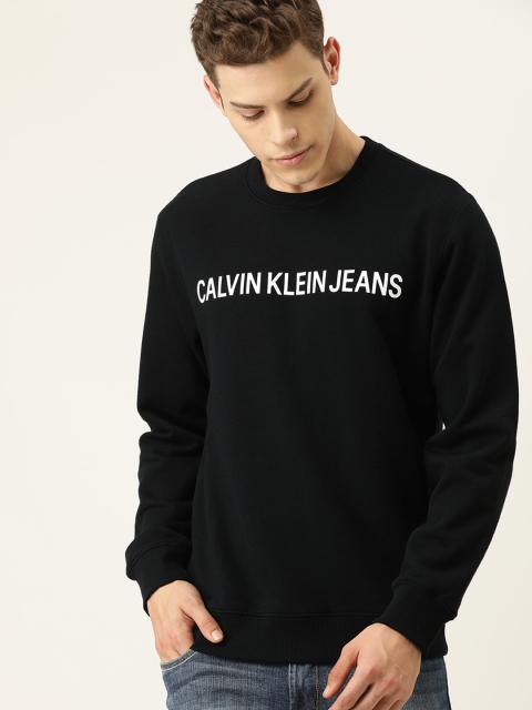 

Calvin Klein Jeans Men Black Brand Logo Printed Pullover Sweatshirt