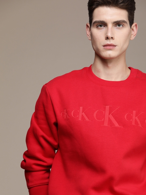 

Calvin Klein Jeans Men Red Brand Logo Embroidered Sweatshirt