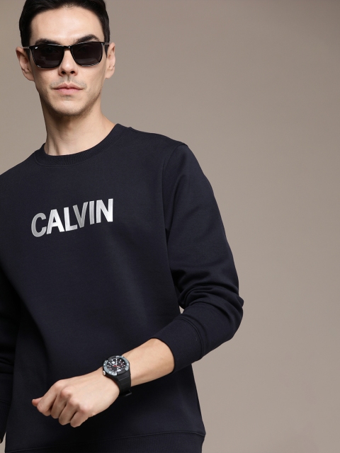 

Calvin Klein Jeans Men Navy Blue Brand Logo Printed Sweatshirt
