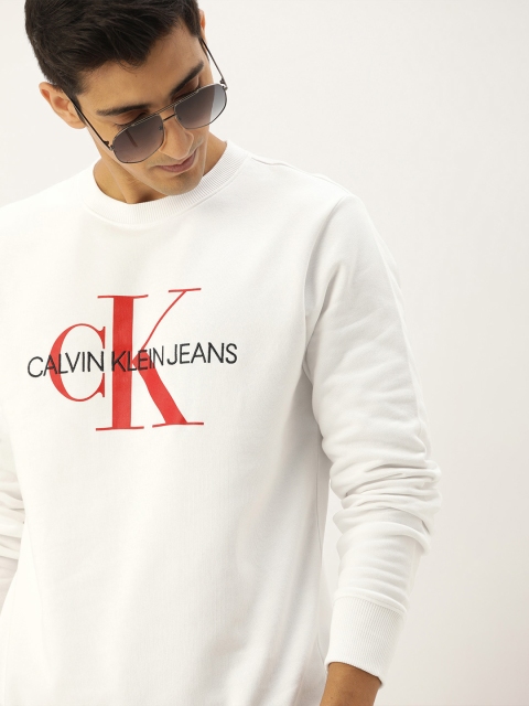 

Calvin Klein Jeans Men White Printed Pullover Sweatshirt