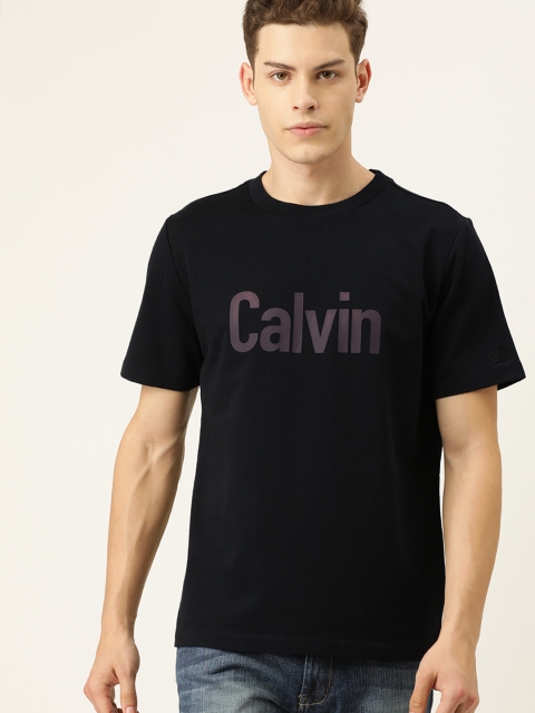 

Calvin Klein Jeans Men Black Brand Logo Printed Round Neck T-shirt