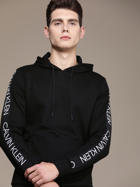 

Calvin Klein Jeans Men Black & White Printed Hooded Sweatshirt