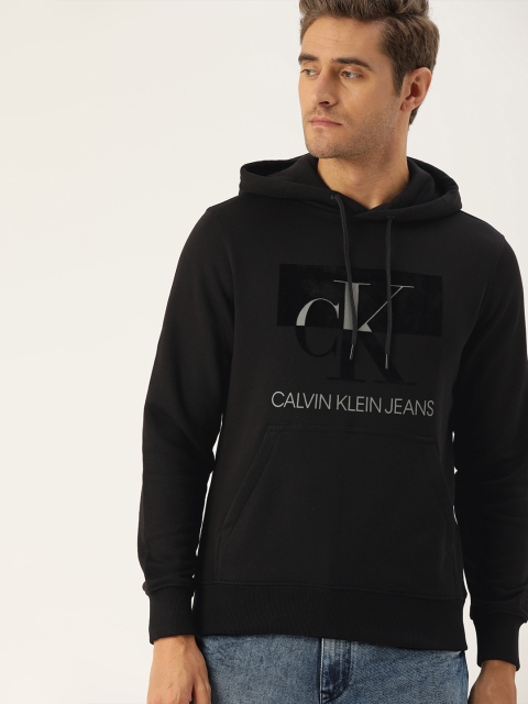 

Calvin Klein Jeans Men Black & Grey Printed Hooded Sweatshirt