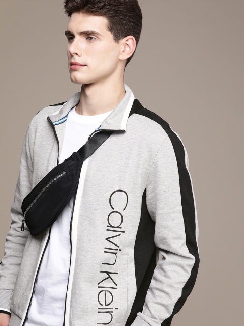 

Calvin Klein Jeans Men Grey Colourblocked Brand Logo Sweatshirt