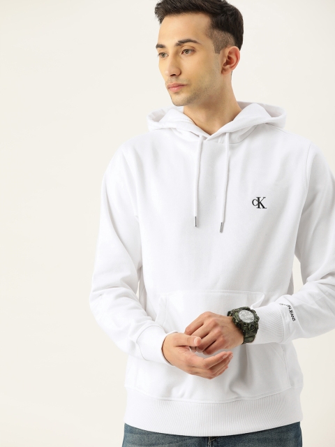 

Calvin Klein Jeans Men White Solid Hooded Sweatshirt