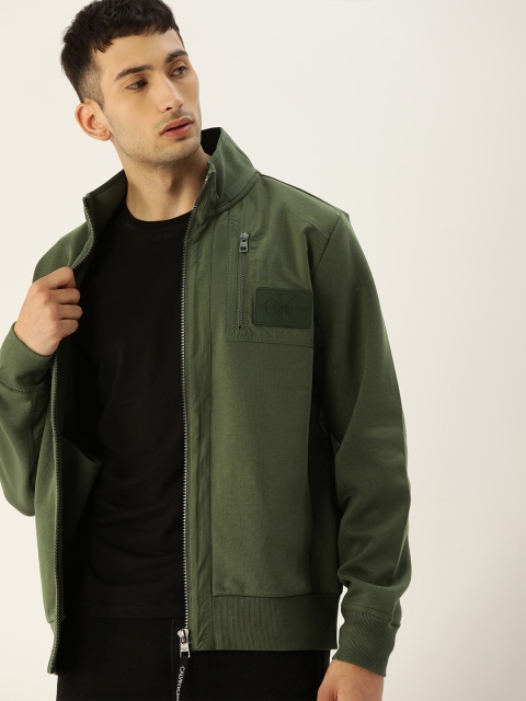 

Calvin Klein Jeans Men Olive Green Solid Bomber Jacket