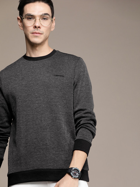 

Calvin Klein Jeans Men Grey Colourblocked Brand Logo Embroidered Sweatshirt