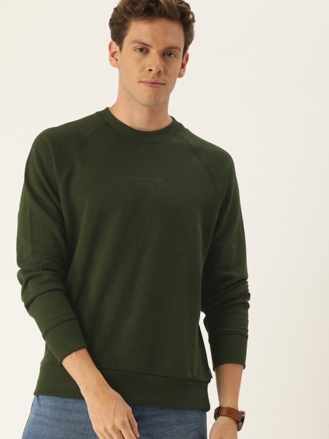 

Calvin Klein Jeans Men Olive Green Solid Pullover Sweatshirt