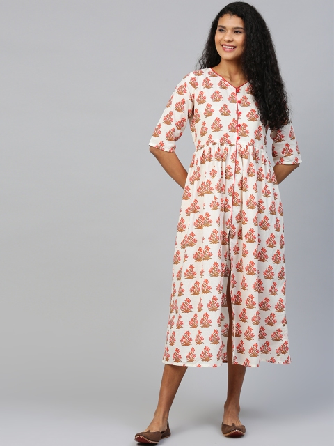 

AASI - HOUSE OF NAYO Women Off-White Printed Maxi Dress