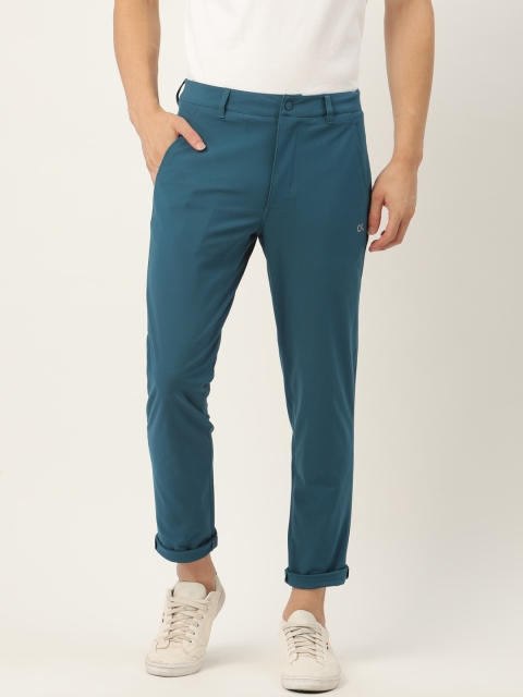 Men Teal Blue Trousers