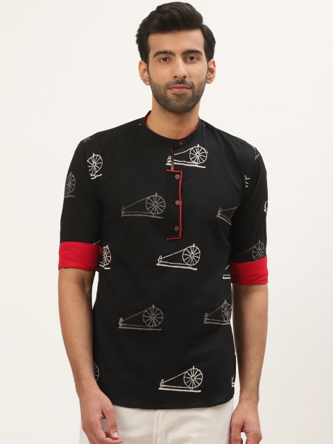 

Tistabene Men Black & White Comfort Slim Fit Charkha Block Printed Casual Shirt