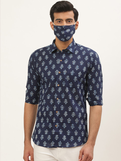 

Tistabene Men Blue Comfort Slim Fit Printed Casual Shirt