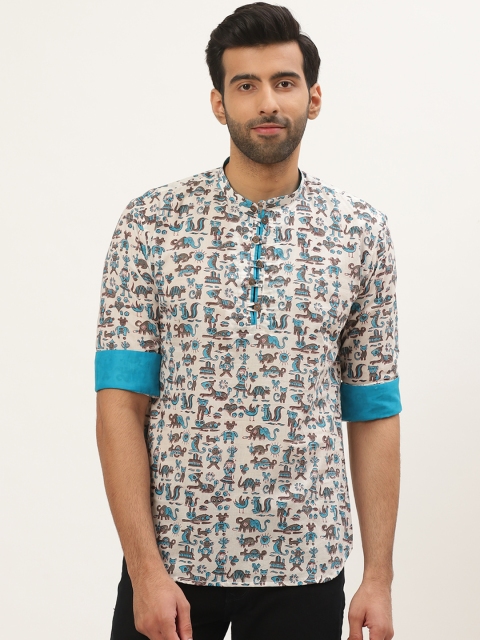 

Tistabene Men White & Blue Comfort Slim Fit Quirky Block Printed Casual Shirt