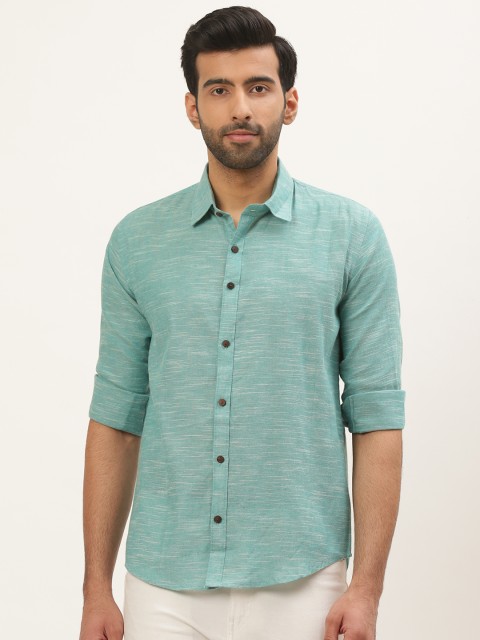 

Tistabene Men Green Comfort Slim Fit Self Design Casual Shirt