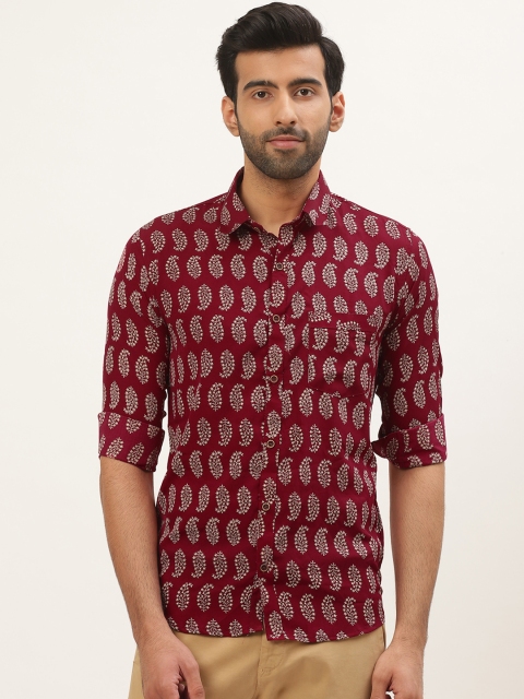 

Tistabene Men Maroon & Beige Comfort Slim Fit Paisley Printed Casual Shirt