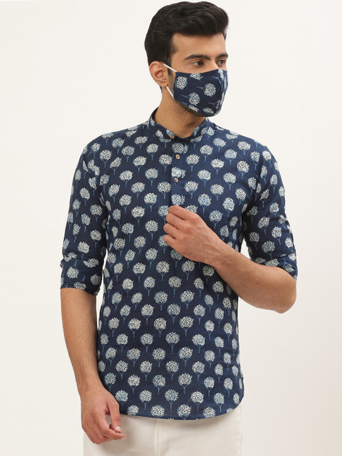 

Tistabene Men Navy Blue White Comfort Slim Fit Printed Casual Shirt