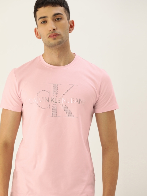 

Calvin Klein Jeans Men Pink Embellished Round Neck T-shirt