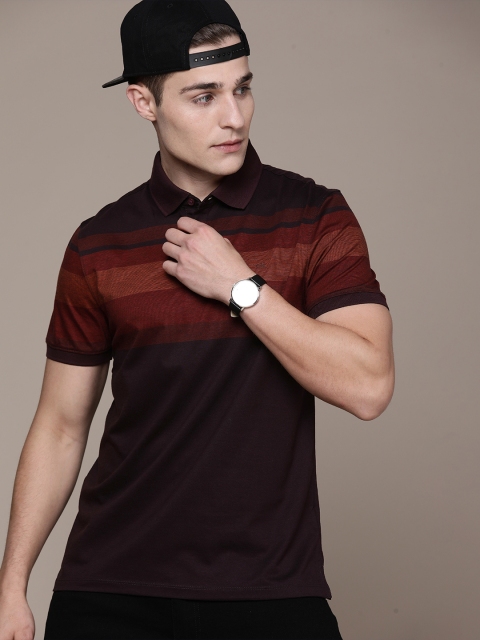 

Calvin Klein Jeans Men Maroon & Red Striped Polo Collar T-shirt