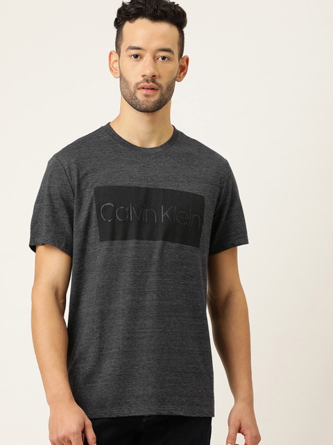 

Calvin Klein Jeans Men Grey Brand Logo Printed Round Neck T-shirt