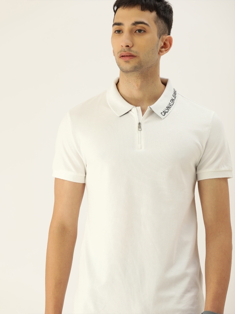 

Calvin Klein Jeans Men White Solid Round Neck T-shirt