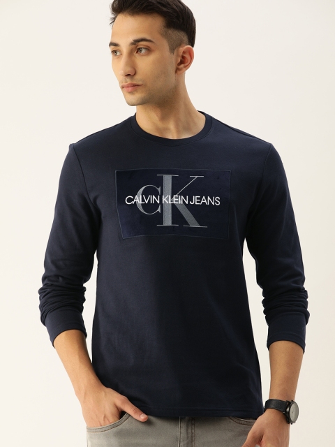 

Calvin Klein Jeans Men Navy Blue Embroidered Round Neck T-shirt