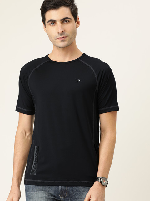 

Calvin Klein Jeans Men Black Solid Round Neck Training T-shirt with print Detail