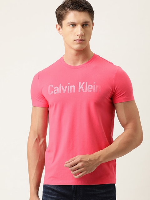 

Calvin Klein Jeans Men Pink Slim Fit Printed Round Neck T-shirt