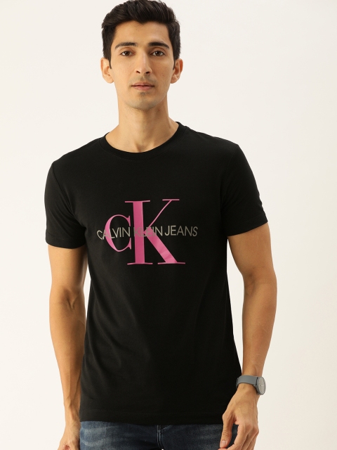 

Calvin Klein Jeans Men Black Slim Fit Printed Round Neck T-shirt