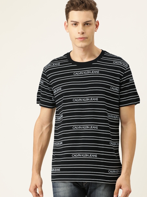 

Calvin Klein Jeans Men Black & White Striped Round Neck T-shirt