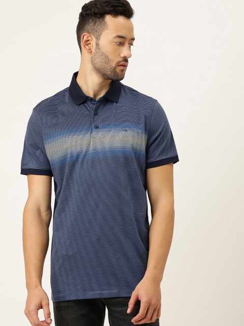 

Calvin Klein Jeans Men Navy Blue Striped Polo Collar T-shirt