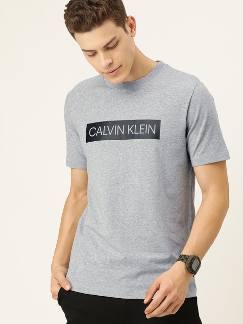 

Calvin Klein Jeans Men Grey Melange Printed Round Neck T-shirt