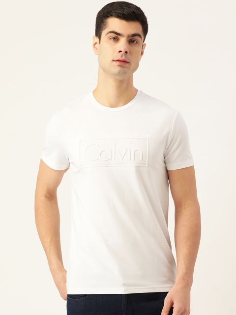 

Calvin Klein Jeans Men White Brand Logo Embrossed T-shirt