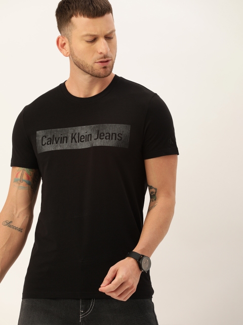 

Calvin Klein Jeans Men Black Printed Slim Fit Round Neck T-shirt