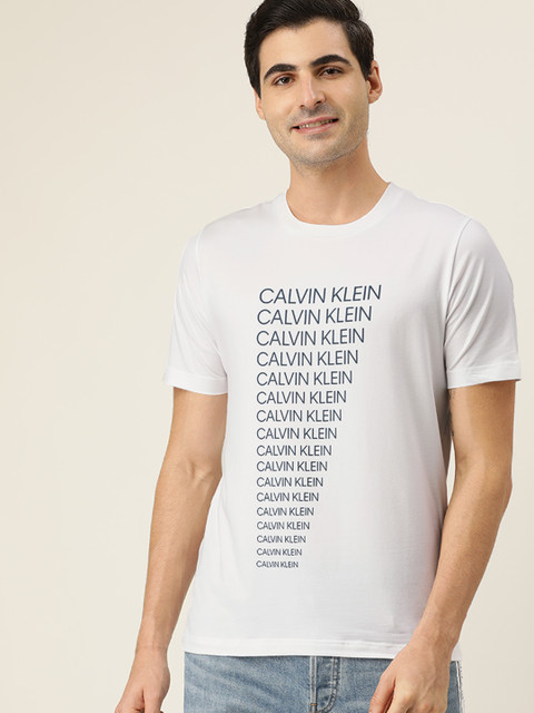 

Calvin Klein Jeans Men White Solid Round Neck T-shirt