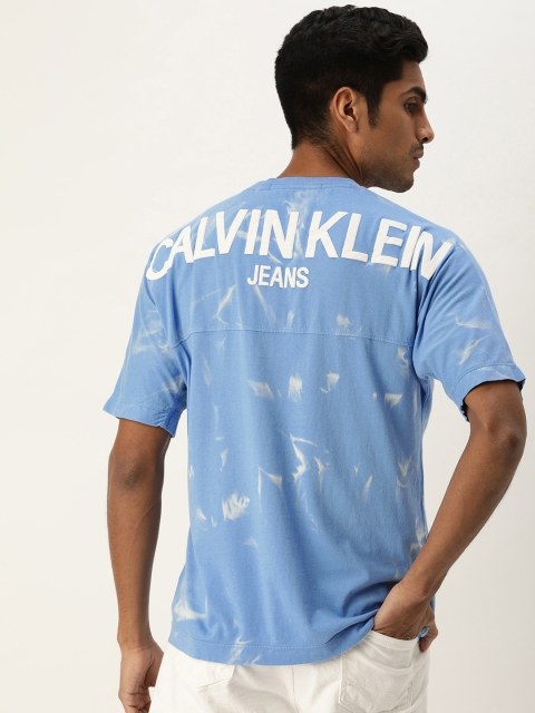 

Calvin Klein Jeans Men Powder Blue & White Dyed Round Neck T-shirt