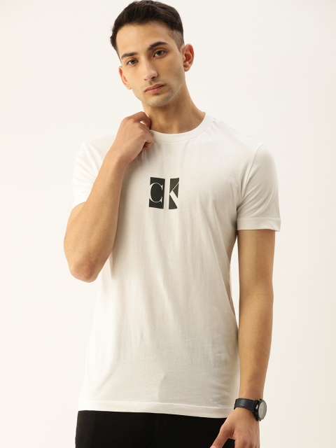 

Calvin Klein Jeans Men White Printed Organic Cotton Round Neck T-shirt