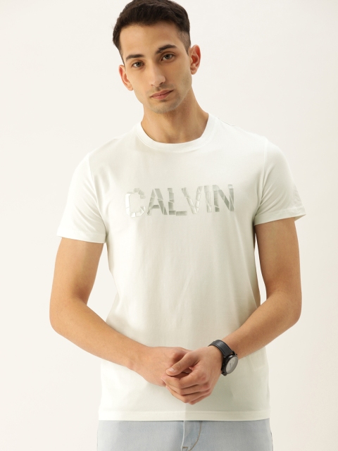 

Calvin Klein Jeans Men White Self Design Round Neck T-shirt