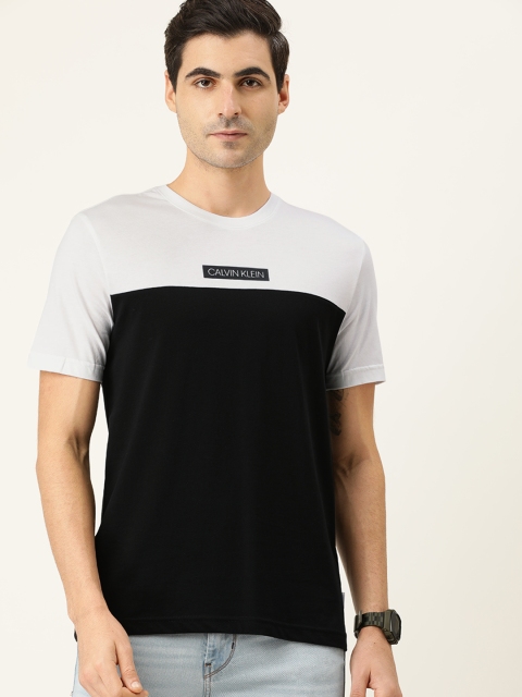 

Calvin Klein Jeans Men White & Black Colourblocked Round Neck T-shirt