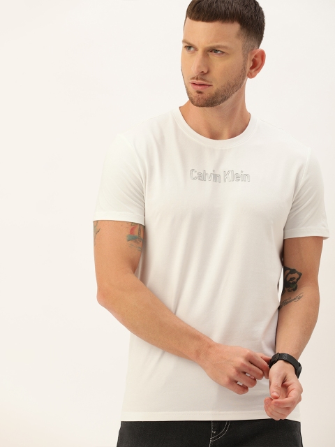 

Calvin Klein Jeans Men White Printed Slim Fit Round Neck T-shirt