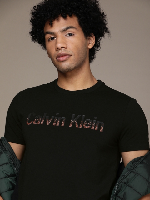 

Calvin Klein Jeans Men Black Brand Logo Printed Round-Neck Casual T-shirt