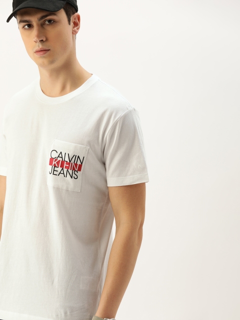 

Calvin Klein Jeans Men White Printed Round Neck T-shirt