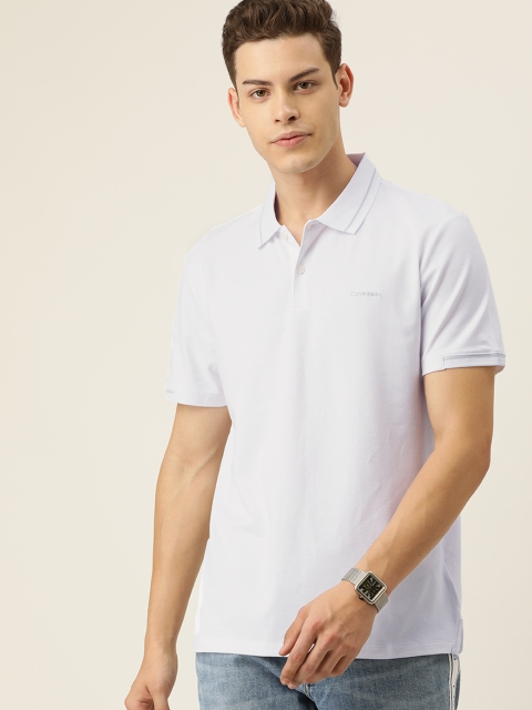 

Calvin Klein Jeans Men White Solid Polo Collar T-shirt