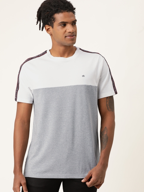

Calvin Klein Jeans Men Grey & White Colourblocked Round Neck T-shirt