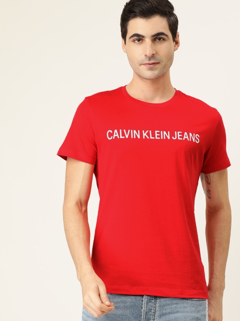 

Calvin Klein Jeans Men Red Printed Slim Fit Round Neck T-shirt