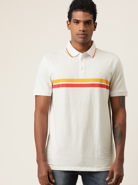 

Calvin Klein Jeans Men White Colourblocked Polo Collar T-shirt