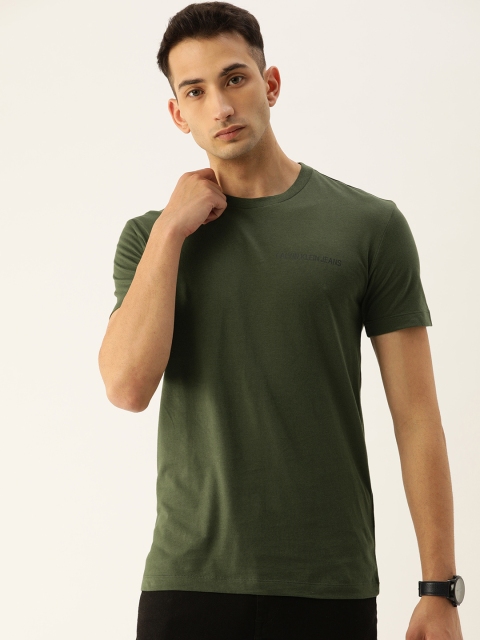 

Calvin Klein Jeans Men Olive Green Solid Round Neck T-shirt